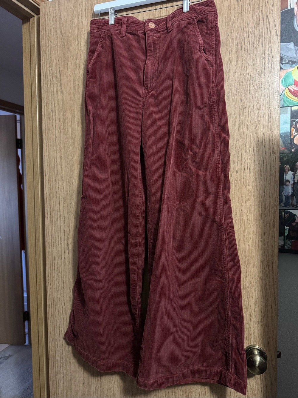 Wrangler Women's Wide-Leg Corduroy Pants in Burgundy